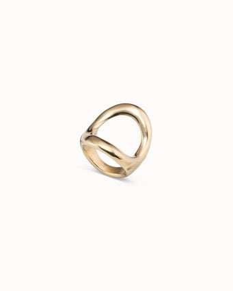 Anillo bañado en oro 18k con óvalo central grande, Dorado