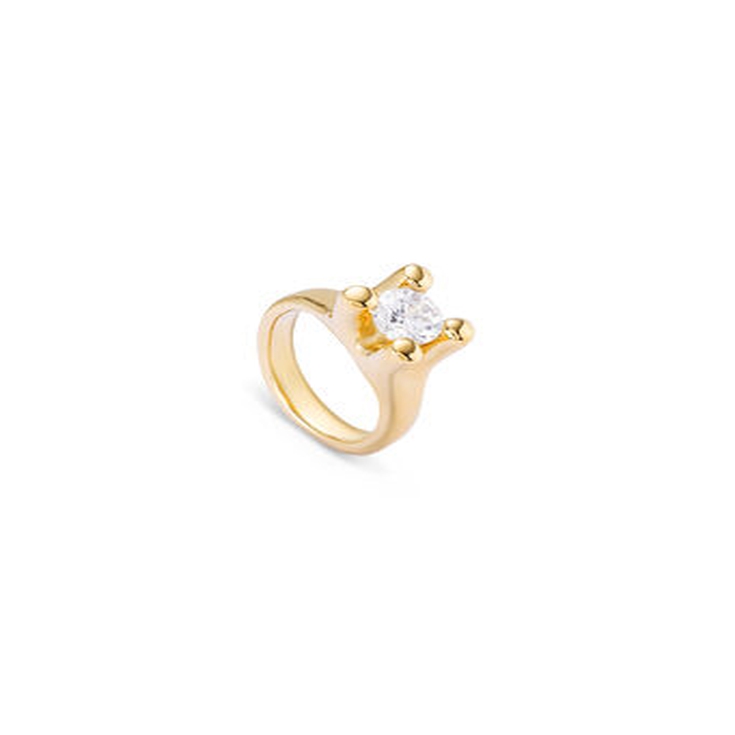 Anillo bañado en oro 18k con circonita blanca, Dorado