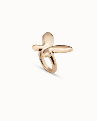 Anillo bañado en oro de 18K con forma de mariposa mediana, D