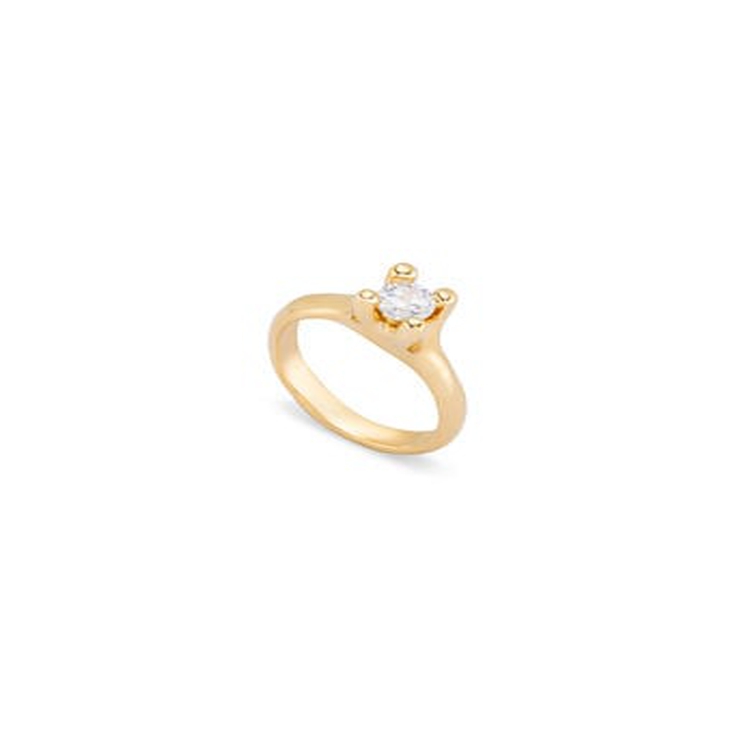 Anillo bañado en oro 18k con circonita blanca, Dorado