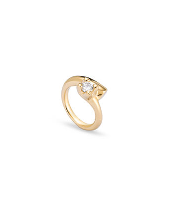 Anillo bañado en oro 18k con circonita blanca, Dorado