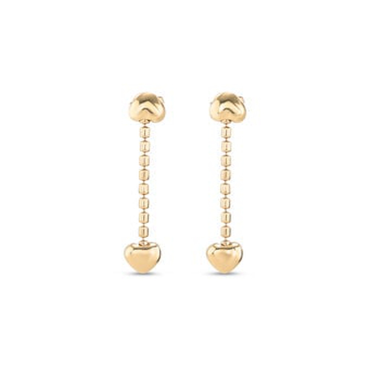 Pendientes bañados en oro 18K con cadena colgante y corazone