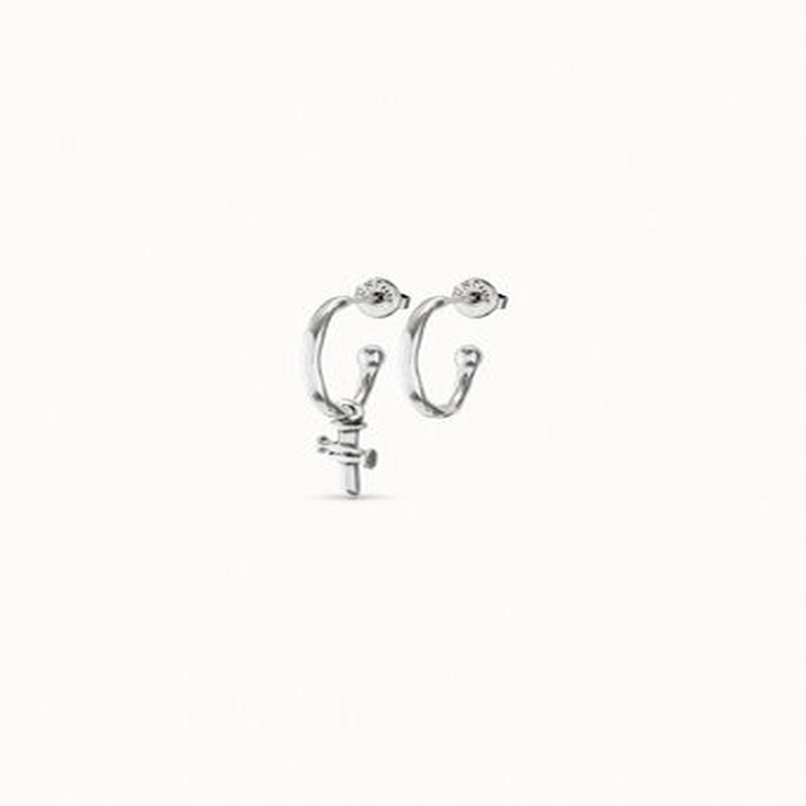 Charm de piercing bañado en plata de ley con forma de cruz, 