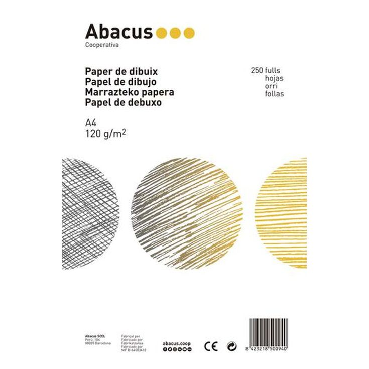 Láminas de dibujo y pintura Abacus A4 120g 250 hojas