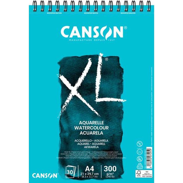 Bloc espiral Acuarela Canson XL A4 300g 30 hojas