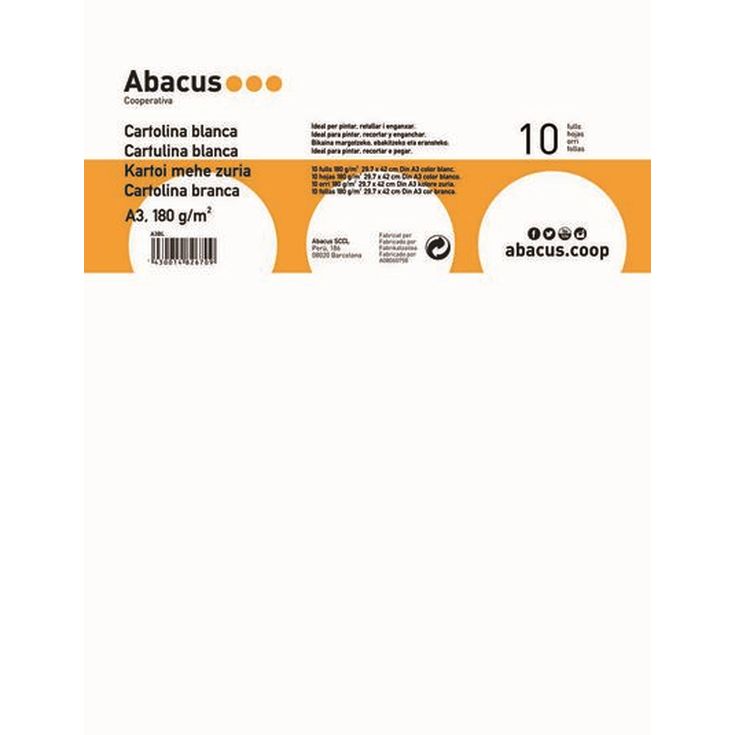 Cartulina blanca Abacus A3 10 hojas