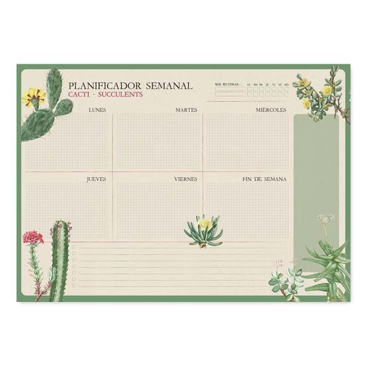 Planificador Semanal A3 Kokonote Botanical Cacti castellano