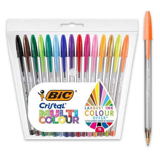 Bolígrafos Bic Cistal Multicolour 15 colores
