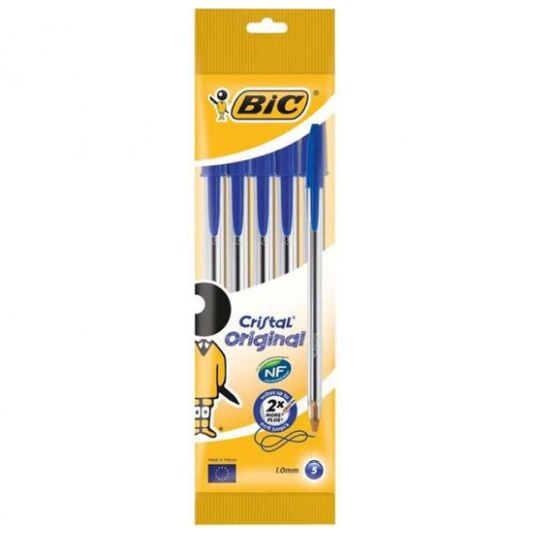 Bolígrafos Bic Cristal azul 5u