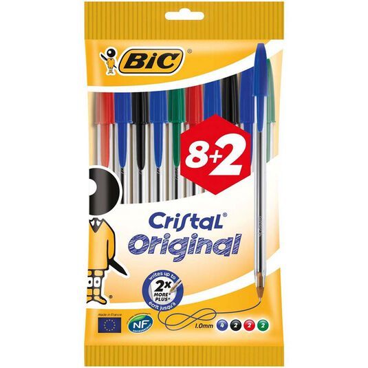 Bolígrafos Bic Cristal surtido 8+2u