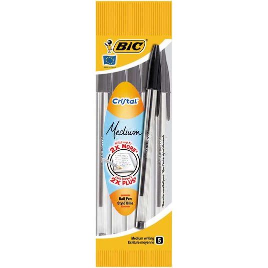 Bolígrafos Bic Cristal negro 5u