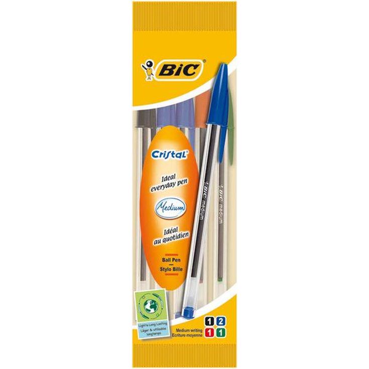 Bolígrafoss Bic Cristal surtido 5u