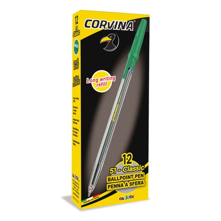 Bolígrafos Corvina Classic verde 12u