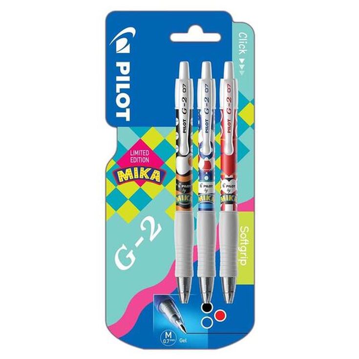 Bolígrafos Pilot G-2 Mika negro/azul/rojo