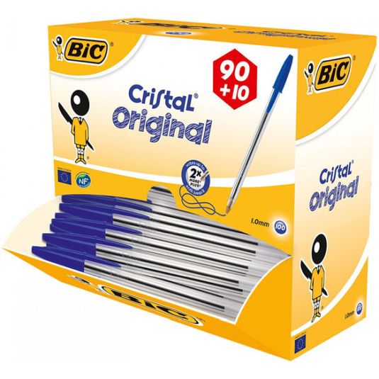 Bolígrafos Bic Cristal azul 100u