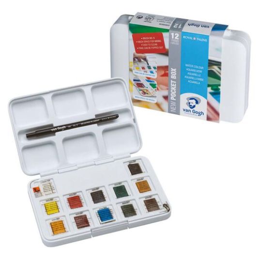 Acuarelas Pocket Box Van Gogh con pincel 12 colores