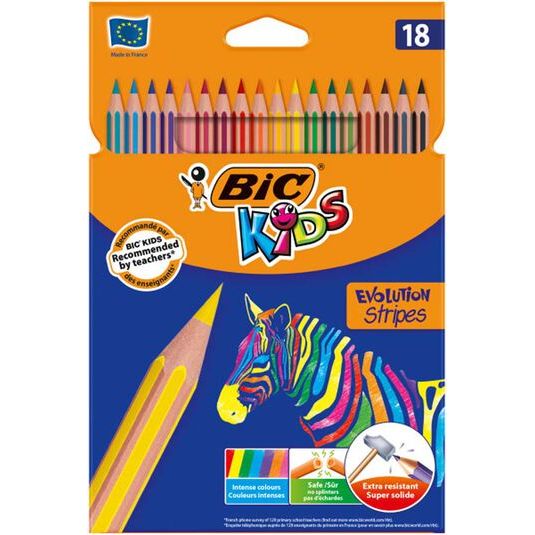 Lápices Bic Kids Evolution Stripes 18 Colores