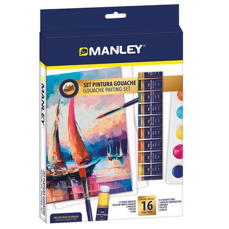 Set pintura gouache Manley 16 piezas