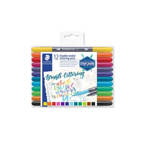 Rotuladores doble punta pincel Staedtler Duo Letter 12 color